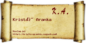 Kristó Aranka névjegykártya