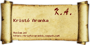 Kristó Aranka névjegykártya